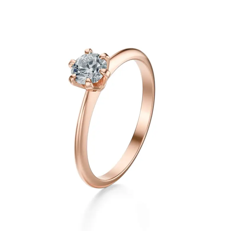 Pierścionek z dużym diamentem różowe złoto